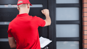 person knocking on door