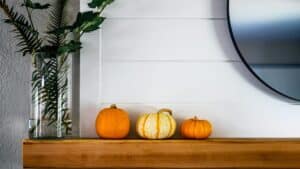 fall decor on mantle